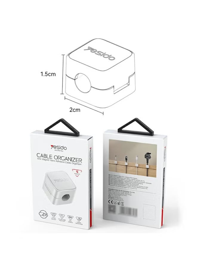 YESIDO C216 Mini Magnetic Cable Organizer Clips – 4 Pieces