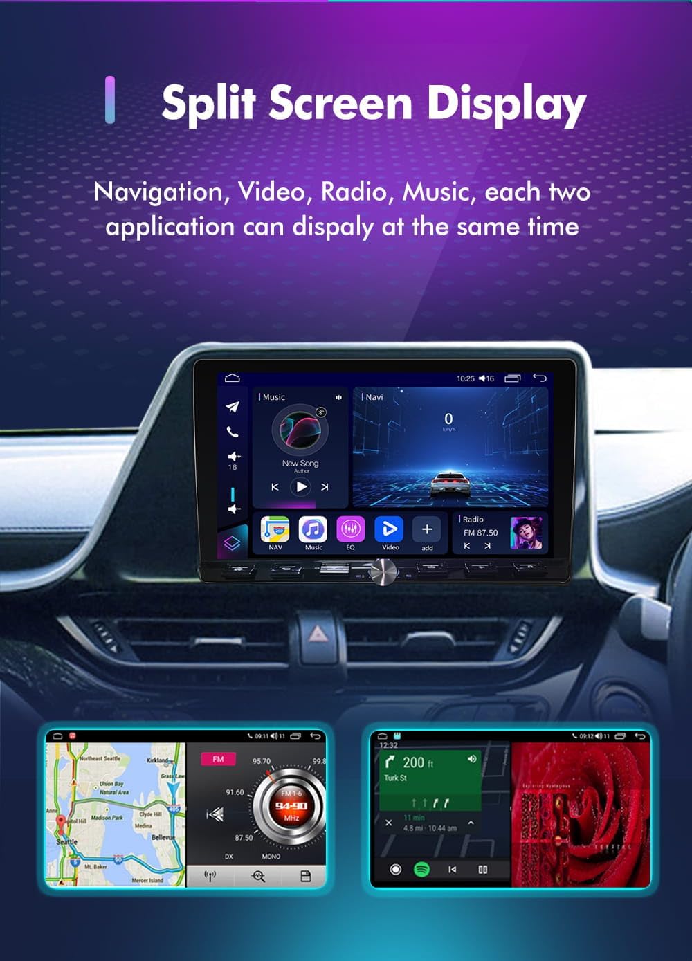 CASKA C360 Android Car Multimedia Screen with Control Buttons