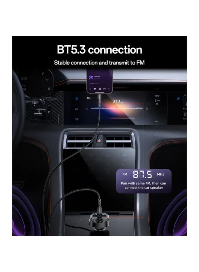 YESIDO Y70 Bluetooth FM Transmitter Car Charger – USB-C, USB & Remote Control