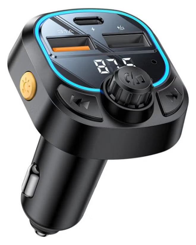 YESIDO Y70 Bluetooth FM Transmitter Car Charger – USB-C, USB & Remote Control